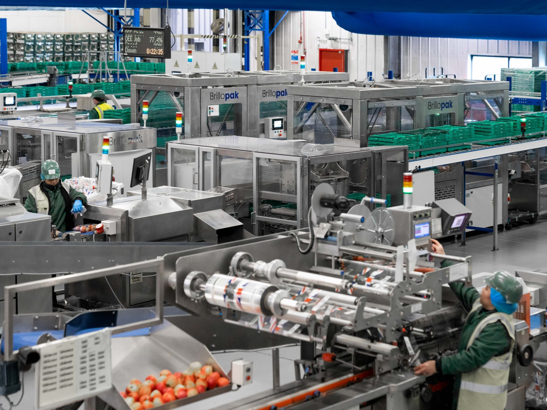 Part of an integrated packing line machine for a food manufacturing company.